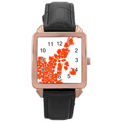 Red Spot Paint Rose Gold Leather Watch 