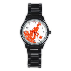 Red Spot Paint Stainless Steel Round Watch