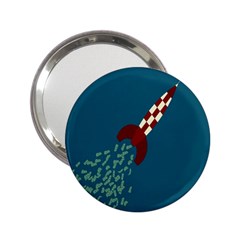 Rocket Ship Space Blue Sky Red White Fly 2.25  Handbag Mirrors