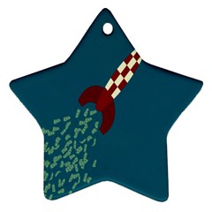 Rocket Ship Space Blue Sky Red White Fly Star Ornament (Two Sides)