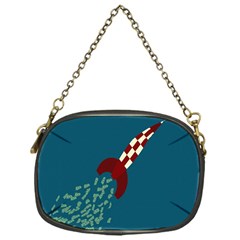 Rocket Ship Space Blue Sky Red White Fly Chain Purses (One Side) 