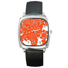 Red Spot Paint White Square Metal Watch