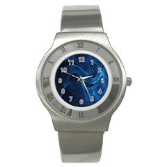 Smoke White Blue Stainless Steel Watch by Mariart