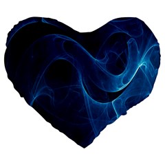 Smoke White Blue Large 19  Premium Heart Shape Cushions