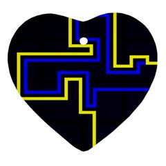 Tron Light Walls Arcade Style Line Yellow Blue Heart Ornament (two Sides)