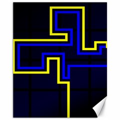 Tron Light Walls Arcade Style Line Yellow Blue Canvas 11  X 14  