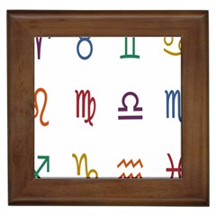 Twelve Signs Zodiac Color Star Framed Tiles by Mariart