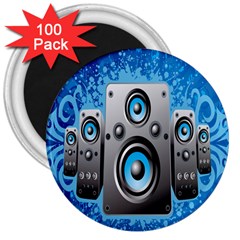 Sound System Music Disco Party 3  Magnets (100 Pack)