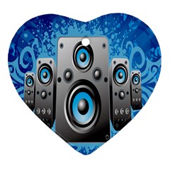 Sound System Music Disco Party Heart Ornament (two Sides)