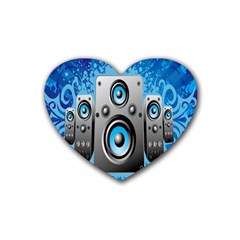 Sound System Music Disco Party Rubber Coaster (heart)  by Mariart