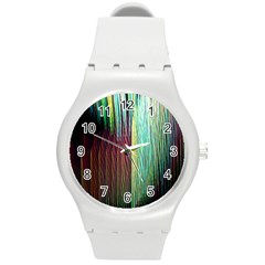 Screen Shot Line Vertical Rainbow Round Plastic Sport Watch (m)