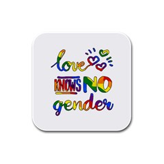 Love Knows No Gender Rubber Square Coaster (4 Pack) 