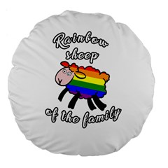 Rainbow Sheep Large 18  Premium Flano Round Cushions by Valentinaart