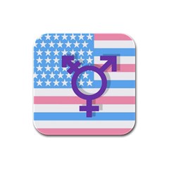 Transgender Flag Rubber Square Coaster (4 Pack)  by Valentinaart