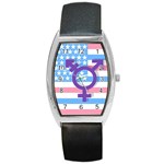 Transgender flag Barrel Style Metal Watch Front