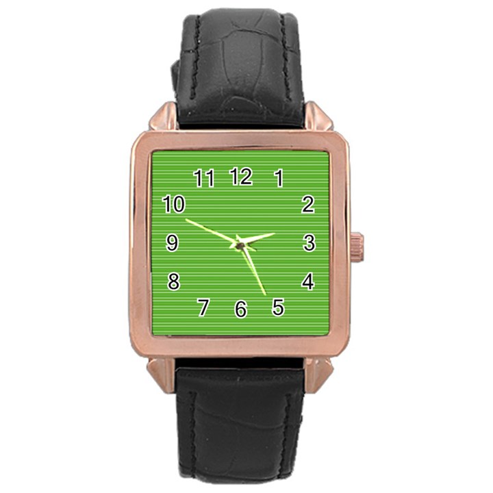 Lines pattern Rose Gold Leather Watch 