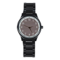 Lines Pattern Stainless Steel Round Watch by Valentinaart