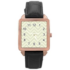 Zigzag  pattern Rose Gold Leather Watch 
