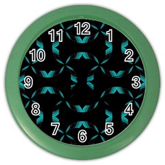 Background Black Blue Polkadot Color Wall Clocks by Mariart