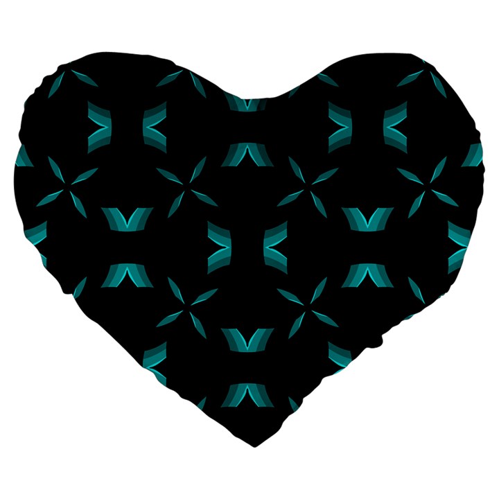 Background Black Blue Polkadot Large 19  Premium Heart Shape Cushions