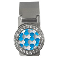 Blue White Grey Chevron Money Clips (cz)  by Mariart