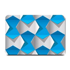 Blue White Grey Chevron Small Doormat  by Mariart