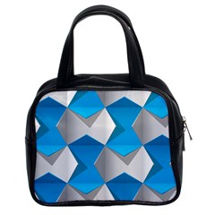 Blue White Grey Chevron Classic Handbags (2 Sides)