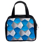 Blue White Grey Chevron Classic Handbags (2 Sides) Front