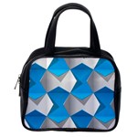 Blue White Grey Chevron Classic Handbags (2 Sides) Back