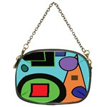 Basic Shape Circle Triangle Plaid Black Green Brown Blue Purple Chain Purses (Two Sides)  Front