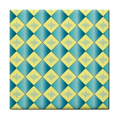 Yellow Blue Diamond Chevron Wave Tile Coasters by Mariart