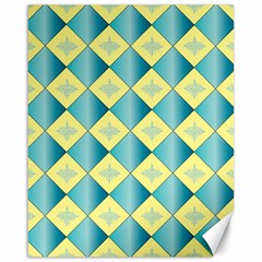 Yellow Blue Diamond Chevron Wave Canvas 16  X 20  