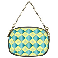Yellow Blue Diamond Chevron Wave Chain Purses (one Side)  by Mariart