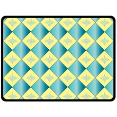 Yellow Blue Diamond Chevron Wave Fleece Blanket (large)  by Mariart