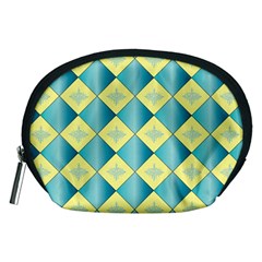 Yellow Blue Diamond Chevron Wave Accessory Pouches (medium)  by Mariart