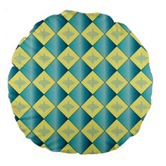 Yellow Blue Diamond Chevron Wave Large 18  Premium Flano Round Cushions by Mariart