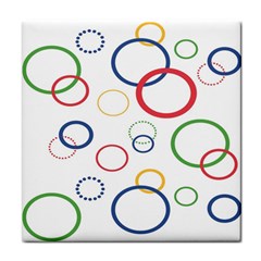 Circle Round Green Blue Red Pink Yellow Tile Coasters