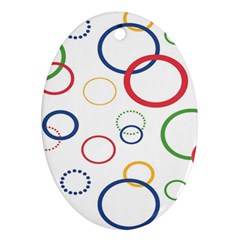 Circle Round Green Blue Red Pink Yellow Ornament (oval)