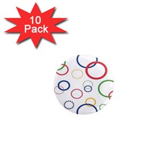 Circle Round Green Blue Red Pink Yellow 1  Mini Magnet (10 Pack)  by Mariart