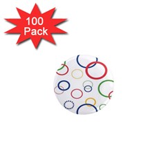 Circle Round Green Blue Red Pink Yellow 1  Mini Magnets (100 Pack) 