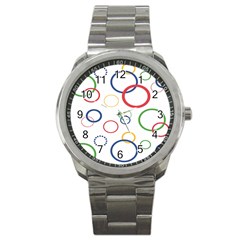 Circle Round Green Blue Red Pink Yellow Sport Metal Watch by Mariart
