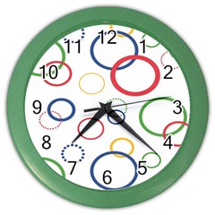 Circle Round Green Blue Red Pink Yellow Color Wall Clocks by Mariart