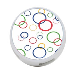 Circle Round Green Blue Red Pink Yellow 4-port Usb Hub (two Sides) 