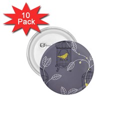 Cagr Bird Leaf Grey Yellow 1 75  Buttons (10 Pack)