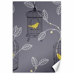 Cagr Bird Leaf Grey Yellow Canvas 20  X 30  