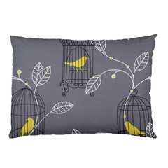 Cagr Bird Leaf Grey Yellow Pillow Case by Mariart