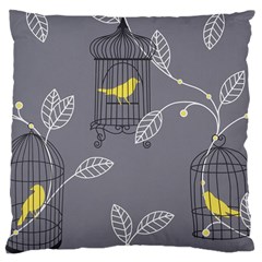 Cagr Bird Leaf Grey Yellow Large Cushion Case (two Sides) by Mariart