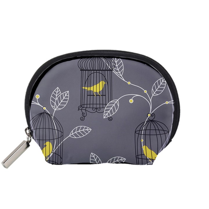 Cagr Bird Leaf Grey Yellow Accessory Pouches (Small) 