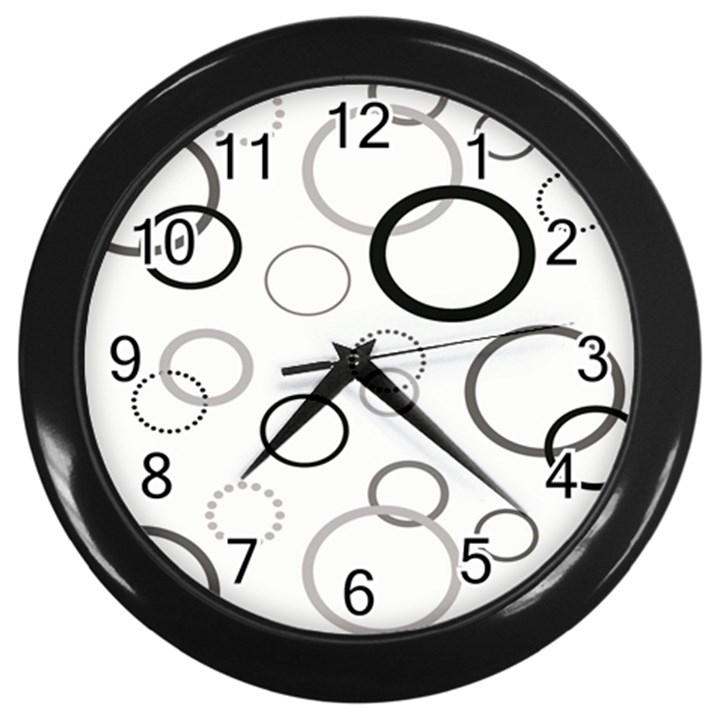 Circle Round Black Grey Wall Clocks (Black)