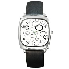 Circle Round Black Grey Square Metal Watch by Mariart